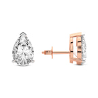 14kt Rose Gold Three Prong Pear Lab Diamond Stud Earrings (3 Ct. Tw.) side right image one
