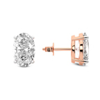 9ct Rose Gold Four Prong Oval Lab Diamond Stud Earrings (3 Ct. Tw.) side right image one