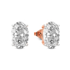 9ct Rose Gold Four Prong Oval Lab Diamond Stud Earrings (3 Ct. Tw.) standing product image one