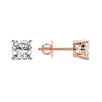 14kt Rose Gold Four Prong Cushion Lab Diamond Stud Earrings (10 Ct. Tw.) left