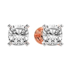 14kt Rose Gold Four Prong Cushion Lab Diamond Stud Earrings (10 Ct. Tw.) right