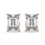 9ct Rose Gold Four Prong Emerald Lab Diamond Stud Earrings (3 Ct. Tw.) front image