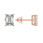 9ct Rose Gold Four Prong Emerald Lab Diamond Stud Earrings (3 Ct. Tw.) side right image one