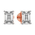 9ct Rose Gold Four Prong Emerald Lab Diamond Stud Earrings (3 Ct. Tw.) standing product image one
