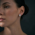 9ct Rose Gold Four Prong Emerald Lab Diamond Stud Earrings (3 Ct. Tw.) model image two