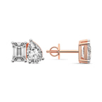 14kt Rose Gold Double Delight Lab Diamond Stud Earrings (3 Ct. Tw.) side right image one