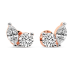 9ct Rose Gold Twin Gleam Lab Diamond Stud Earrings (1 Ct. Tw.) side right image one