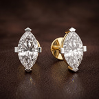 14kt Rose Gold Four Prong Marquise Lab Diamond Stud Earrings (4 Ct. Tw.) color product image one