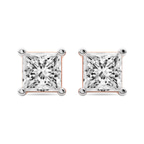 14kt Rose Gold Four Prong Princess Lab Diamond Stud Earrings (3 Ct. Tw.) front image