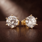 14kt Rose Gold Six Prong Round Lab Diamond Stud Earrings (1 Ct. Tw.) color product image one