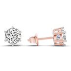 10kt Rose Gold Six Prong Round Lab Diamond Stud Earrings (6 Ct. Tw.) standing product image one
