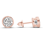 10kt Rose Gold Classic Bezel Round Lab Diamond Stud Earrings (4 Ct. Tw.) side right image one