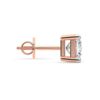10kt Rose Gold Four Prong Princess Lab Diamond Single Stud Earring (1 Ct. Tw.) side right image one