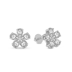 9ct White Gold Daisy Flower Fashion Lab Diamond Stud Earrings (1 Ct. Tw.) left