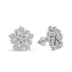 Platinum Peony Flower Fashion Lab Diamond Stud Earrings (2 Ct. Tw.) left