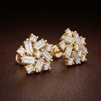 Platinum Peony Flower Fashion Lab Diamond Stud Earrings (1 Ct. Tw.) color product image one