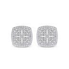 9ct White Gold Scabiosa Flower Fashion Lab Diamond Stud Earrings (3 Ct. Tw.) front image