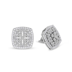 9ct White Gold Scabiosa Flower Fashion Lab Diamond Stud Earrings (3 Ct. Tw.) left