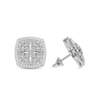9ct White Gold Scabiosa Flower Fashion Lab Diamond Stud Earrings (3 Ct. Tw.) right
