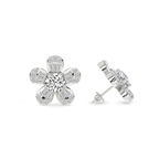 Platinum Periwinkle Flower Fashion Lab Diamond Stud Earrings (4 Ct. Tw.) right