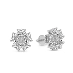 14kt White Gold Thalia Bloom Fashion Flower Lab Diamond Stud Earrings (3 Ct. Tw.) left