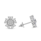 14kt White Gold Thalia Bloom Fashion Flower Lab Diamond Stud Earrings (3 Ct. Tw.) right