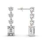 14ct White Gold Emerald and Round Fashion Lab Diamond Dangle Earrings (1 Ct. Tw.) right