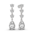 14ct White Gold Pear and Round Fashion Lab Diamond Dangle Earrings (1 Ct. Tw.) left