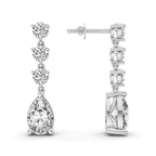 14ct White Gold Pear and Round Fashion Lab Diamond Dangle Earrings (1 Ct. Tw.) right