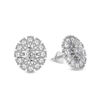 Platinum Dahlia Flower Fashion Lab Diamond Stud Earrings (4 Ct. Tw.) left