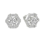 14kt White Gold Rafflesia Flower Fashion Lab Diamond Stud Earrings (5 Ct. Tw.) left