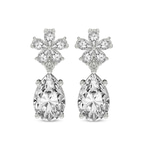 14kt White Gold Iris Bloom Flower Fashion Lab Diamond Dangle Earrings (3 Ct. Tw.) front image