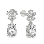14kt White Gold Iris Bloom Flower Fashion Lab Diamond Dangle Earrings (3 Ct. Tw.) side right image one