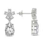 14kt White Gold Iris Bloom Flower Fashion Lab Diamond Dangle Earrings (3 Ct. Tw.) standing product image one