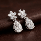 14kt White Gold Iris Bloom Flower Fashion Lab Diamond Dangle Earrings (3 Ct. Tw.) color product image two