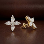 9ct White Gold Charmed Clover Flower Fashion Lab Diamond Stud Earrings (1 Ct. Tw.) color product image one