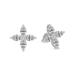 9ct White Gold Charmed Clover Flower Fashion Lab Diamond Stud Earrings (1 Ct. Tw.) side right image one