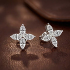 9ct White Gold Charmed Clover Flower Fashion Lab Diamond Stud Earrings (1 Ct. Tw.) color product image two