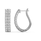 Platinum Gracie Double Row Round Lab Diamond Hoop Earrings (2 Ct. Tw.) left