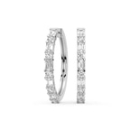 Platinum Olea Emerald and Round Lab Diamond Hoop Earrings (2 Ct. Tw.) front image