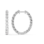 9ct White Gold Rylee Round Lab Diamond Hoop Earrings (3 Ct. Tw.) left