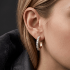 Platinum Emerson Round Lab Diamond Hoop Earrings (4 Ct. Tw.) model image two