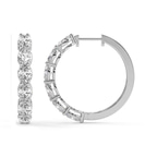 14ct White Gold Saylor Oval Lab Diamond Hoop Earrings (3 Ct. Tw.) left