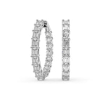 10kt White Gold Willa Emerald & Round Lab Diamond Hoop Earrings (4 Ct. Tw.) front image
