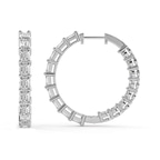 10kt White Gold Willa Emerald & Round Lab Diamond Hoop Earrings (4 Ct. Tw.) side right image one