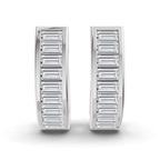 14ct White Gold Lena Baguette Lab Diamond Huggie Earrings (1 Ct. Tw.) left