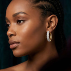 14kt White Gold Jovana Oval Lab Diamond Hoop Earrings (4 Ct. Tw.) model image two