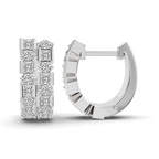 Platinum Radiant Sequence Lab Diamond Huggie Earring (1 1/4 Ct. Tw.) right