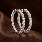 Platinum Meara Round Lab Diamond Hoop Earrings (1 Ct. Tw.) color product image one