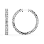 Platinum Meara Round Lab Diamond Hoop Earrings (1 Ct. Tw.) side right image one